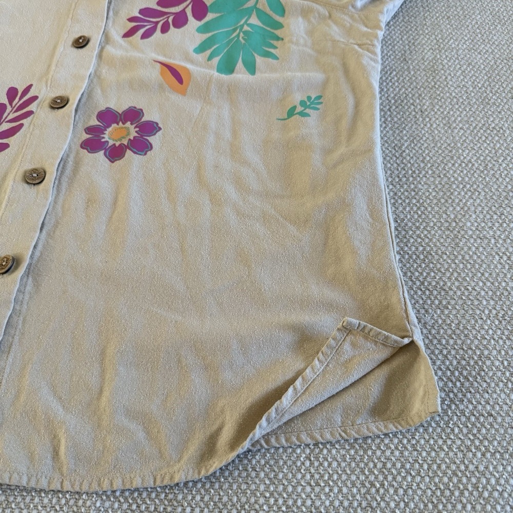Draper's & Damon's 100% Silk Size L Beige Floral Embellished Top Blouse Women - Picture 8 of 10
